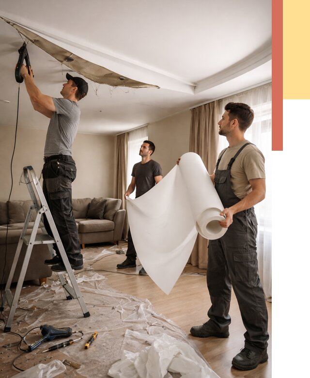 Замена полотна натяжного потолка в Майкопе от 9604 руб. быстро и недорого | ОТДЕЛОЧНИК-Мкп