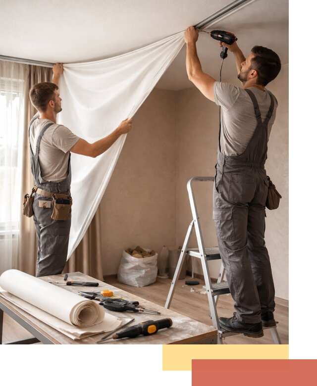 Замена полотна натяжного потолка в Майкопе быстро и качественно