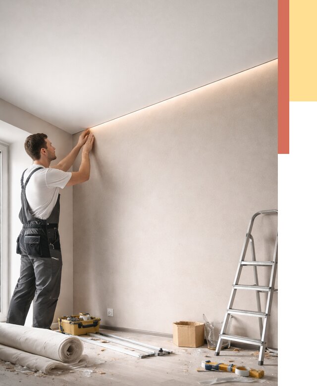 Теневые натяжные потолки в Майкопе от 8289 руб. под ключ | ОТДЕЛОЧНИК-Мкп