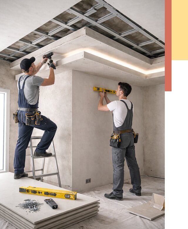 Двухуровневый потолок из гипсокартона в Майкопе от 1466 руб. под ключ | ОТДЕЛОЧНИК-Мкп