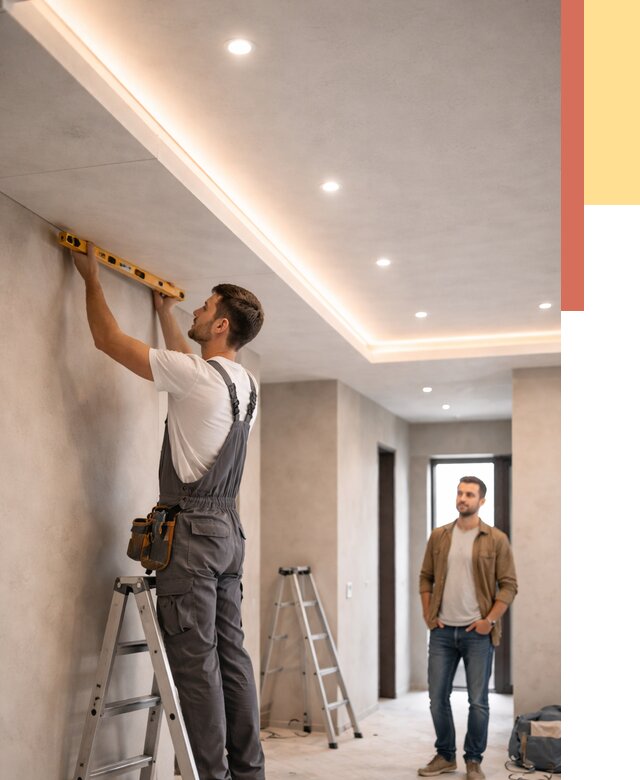 Потолок из гипсокартона с подсветкой в Майкопе от 758 руб./м2 под ключ | ОТДЕЛОЧНИК-Мкп