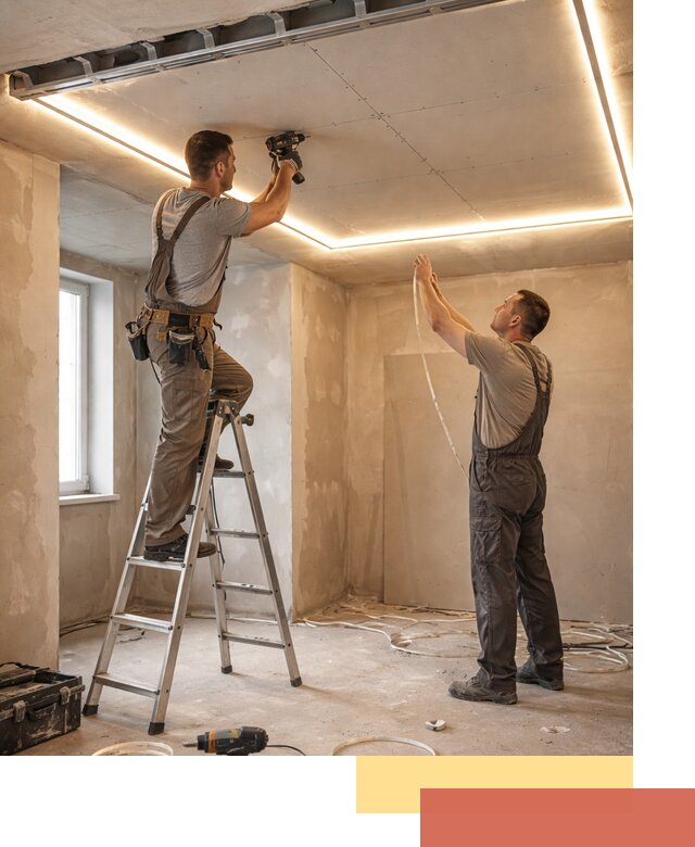 Потолок из гипсокартона с подсветкой в Майкопе