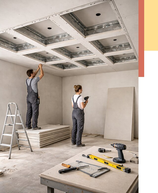 Кессонный потолок из гипсокартона в Майкопе от 1870 руб. — монтаж и под ключ | ОТДЕЛОЧНИК-Мкп