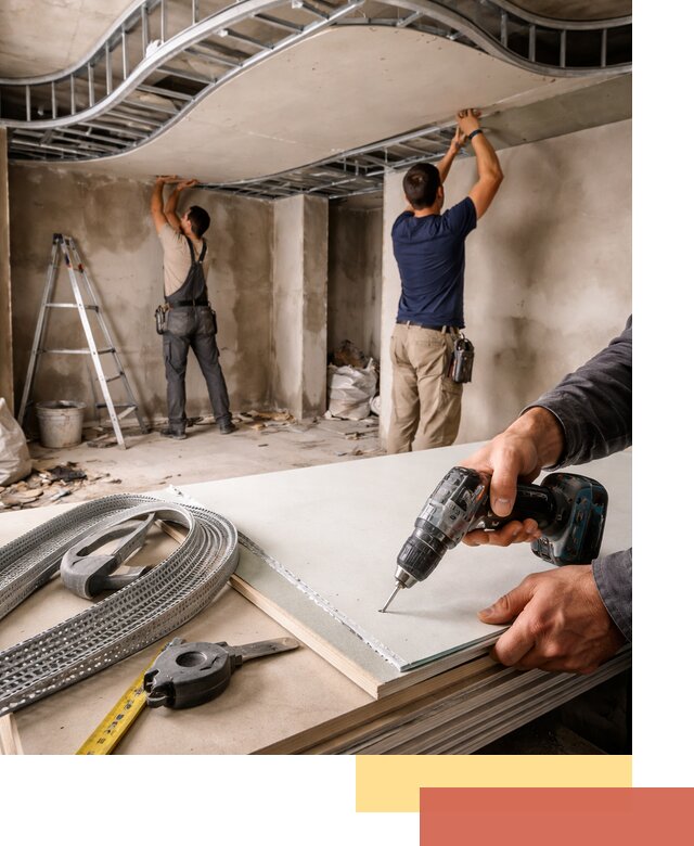 Криволинейный потолок из гипсокартона в Майкопе — монтаж и отделка