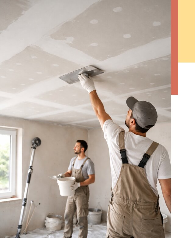 Шпаклевка потолка из гипсокартона в Майкопе от 3235 руб./м2 — услуги под ключ | ОТДЕЛОЧНИК-Мкп