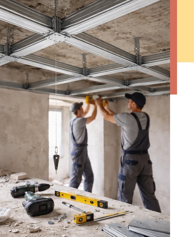 Монтаж каркаса потолка из профиля в Майкопе от 4549 руб. — услуги ОТДЕЛОЧНИК-Мкп