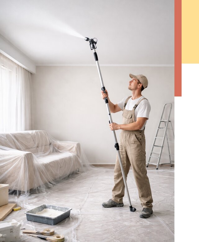 Покраска потолка краскопультом в Майкопе от 4549 руб. быстро и недорого | ОТДЕЛОЧНИК-Мкп