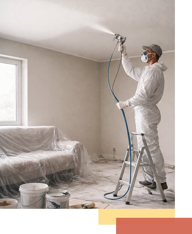 Покраска потолка краскопультом в Майкопе быстро и качественно