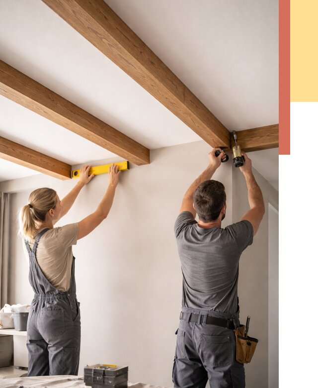 Монтаж декоративных балок на потолок в Майкопе от 4246 руб. — ОТДЕЛОЧНИК-Мкп