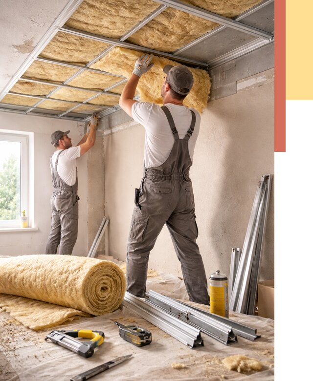 Утепление потолка в Майкопе от 7278 руб/м2 — недорого, быстро, под ключ | ОТДЕЛОЧНИК-Мкп